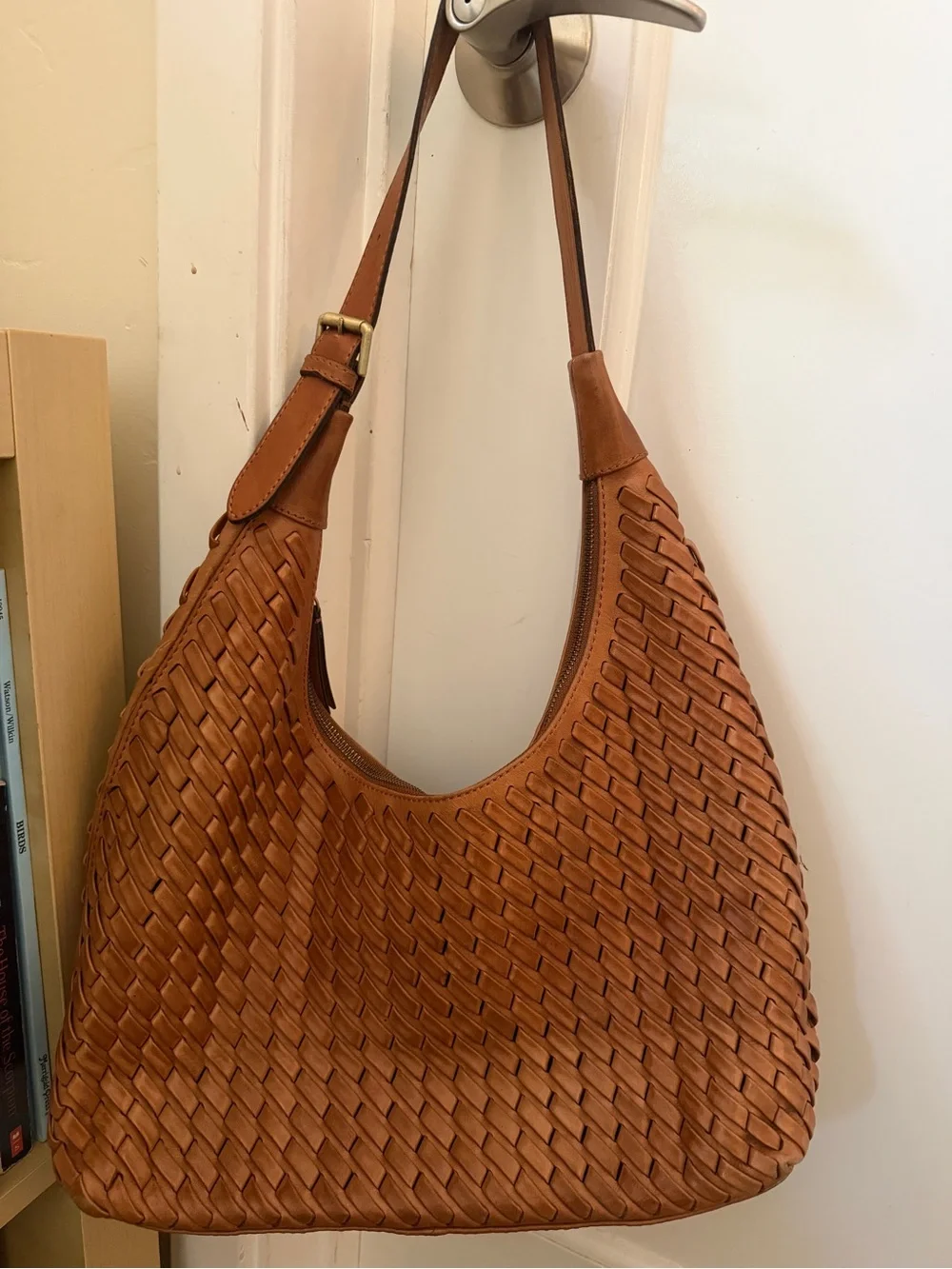 Brown Woven Leather Hobo Bag - Picture 2 of 7
